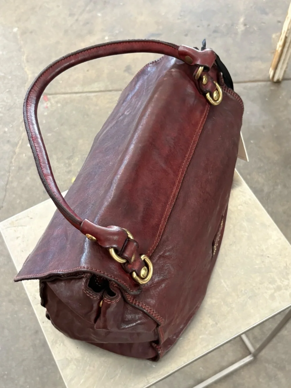 Campomaggi Leather Satchel in Burgundy